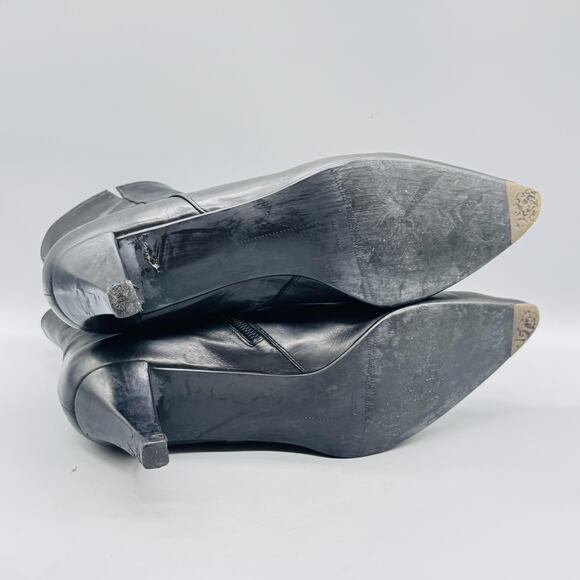 Stuart Weitzman Boots Womens 10 Black Pointed Toe Kitten Heel Zip Dress Booties - Picture 10 of 11